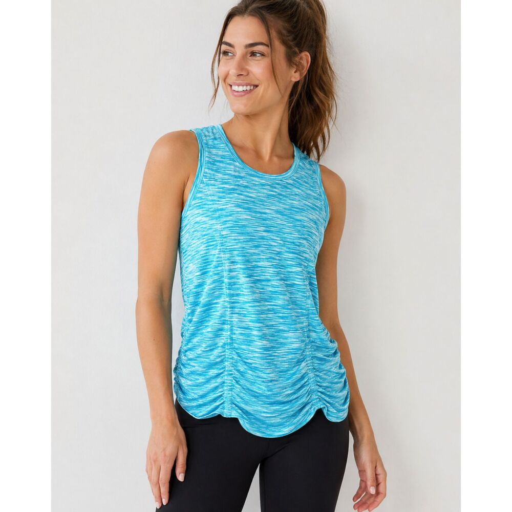 Athleta Women’s Tank Top M Blue Space Dye Sleeveless Stretch Activewear